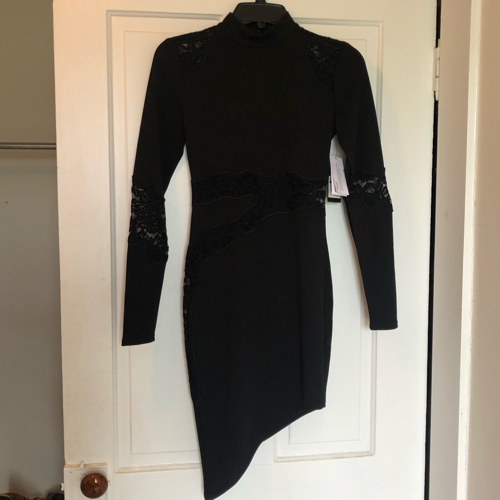 Guess lace cut out inset Little Black Dress XS NWT